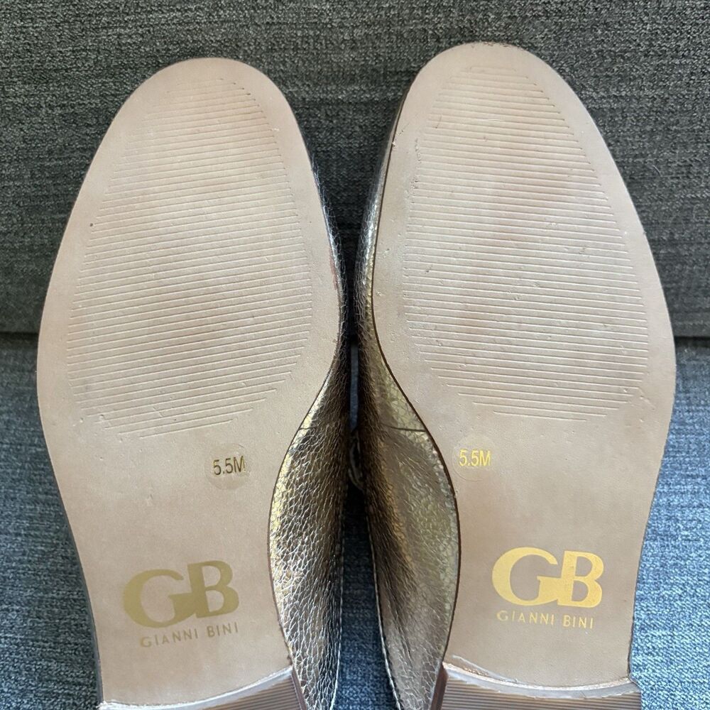 Giani Bini Gold Pebbled Leather Flat Fancy Party Classic Work Fun Shoe Women 5.5 - Picture 12 of 15